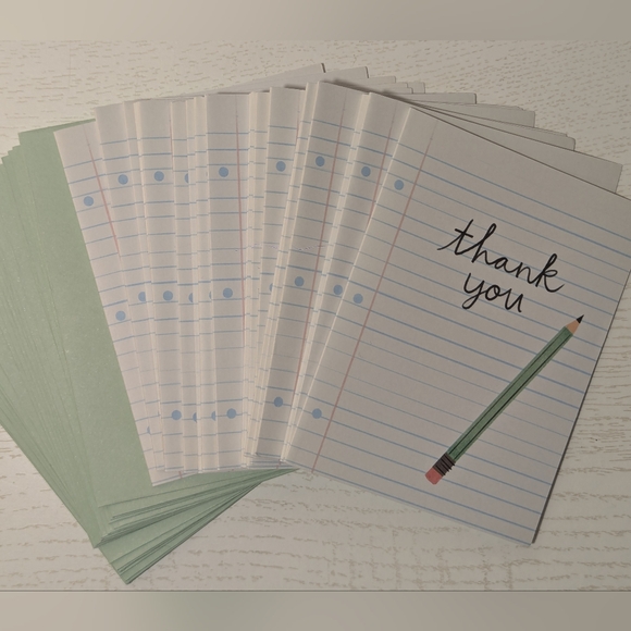Carlton Cards School Pencil Graphic Blank Thank You Cards With Envelopes - Picture 2 of 4
